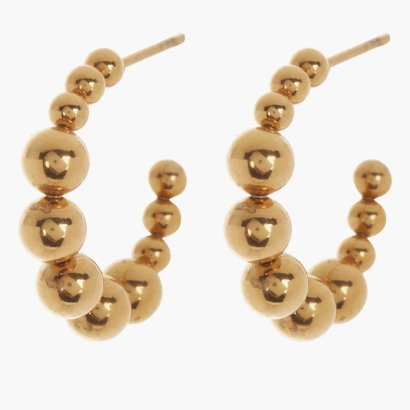 Nordstrom Jewelry - Nordstrom Rack Waterproof Metal Gold Orb Hoop Gold Earrings- NIP